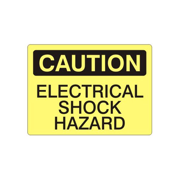 Caution: Electrical Shock Hazard sign, Plastic (.040), 7X10