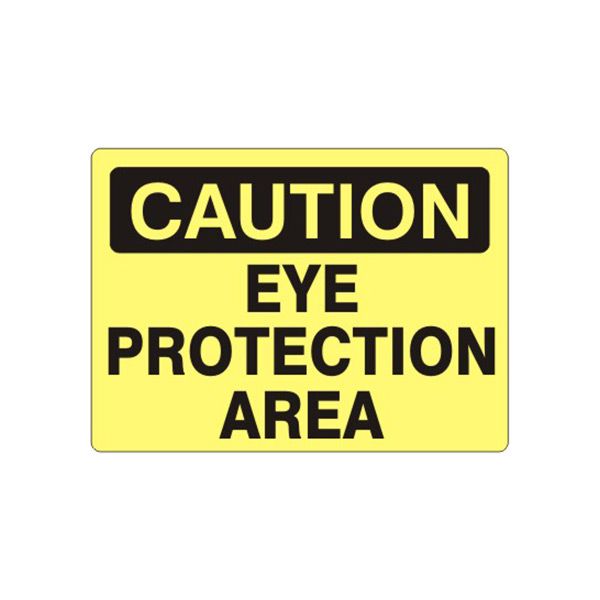 Caution: Eye Protection Area sign, Adhesive Vinyl, 7X10