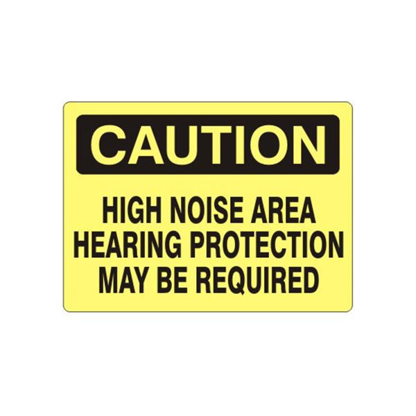 Caution: High Noise Area Hearing Protection May Be Required sign, Adhesive Vinyl, 14X20