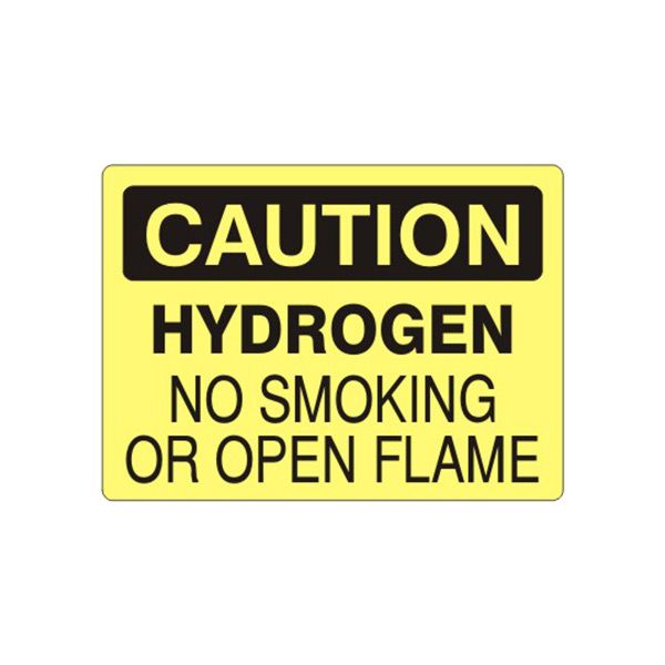 Caution: Hydrogen No Smoking Or Open Flame sign, Aluminum (.040), 14X20