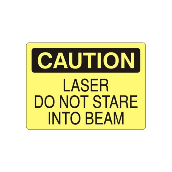 Caution: Laser Do Not Stare Into Beam sign, Adhesive Vinyl, 7X10