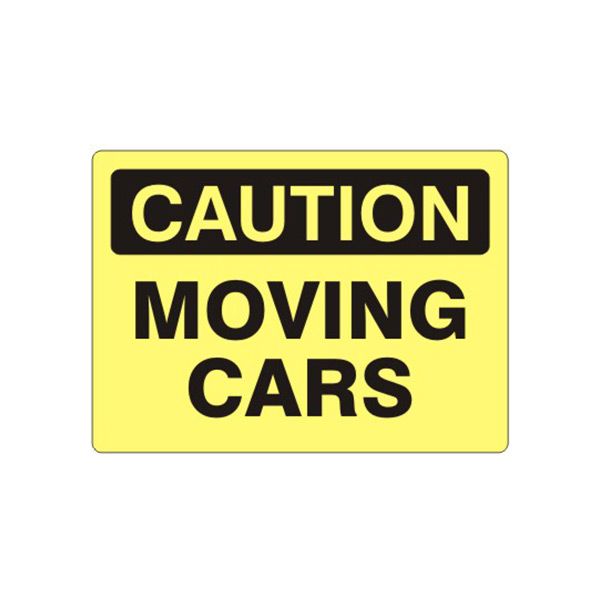 Caution: Moving Cars sign, Adhesive Vinyl, 10X14