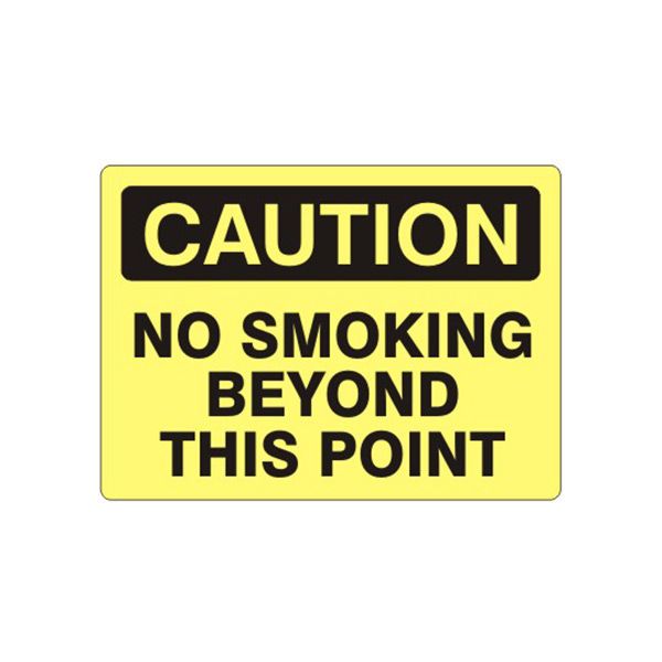 Caution: No Smoking Beyond This Point sign, Aluminum (.040), 14X20