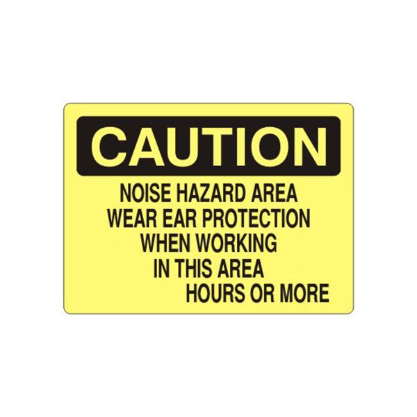 Caution: Noise Hazard Area Wear Ear Protection When Working In This sign, Plastic (.040), 10X14