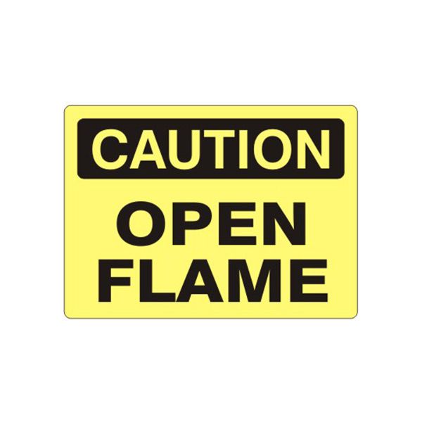 Caution: Open Flame sign, Plastic (.040), 10X14