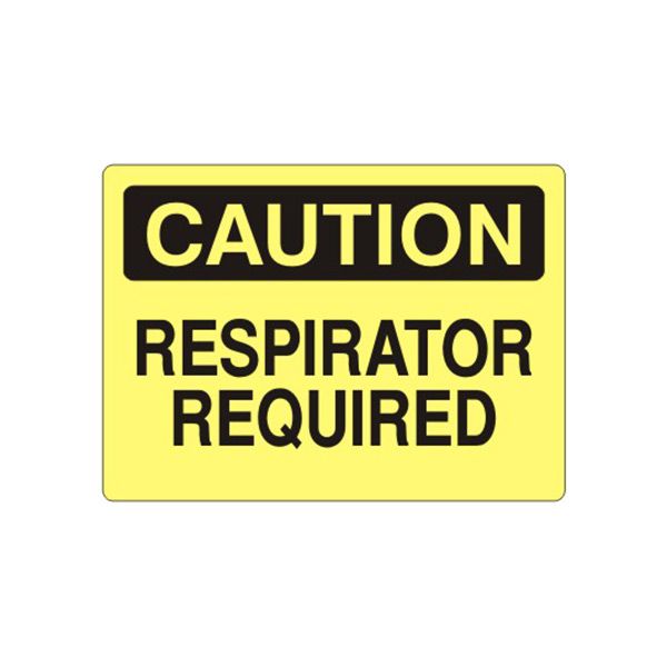 Caution: Respirator Required sign, Adhesive Vinyl, 14X20