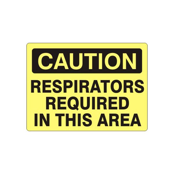 Caution: Respirators Required In This Area sign, Plastic (.040), 14X20