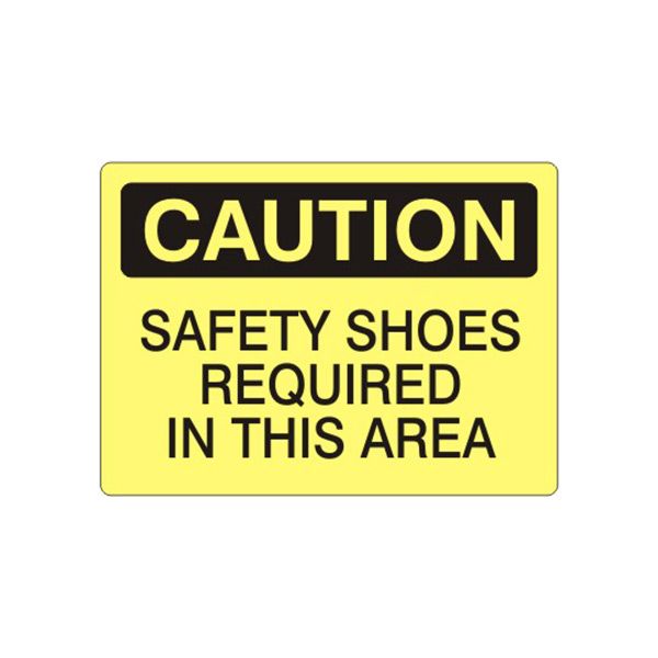 Caution: Safety Shoes Required In This Area sign, Adhesive Vinyl, 14X20