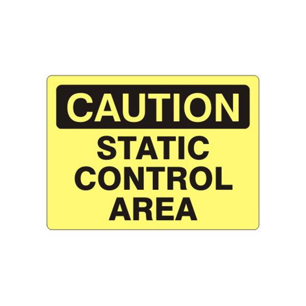 Caution: Static Control Area sign, Adhesive Vinyl, 7X10