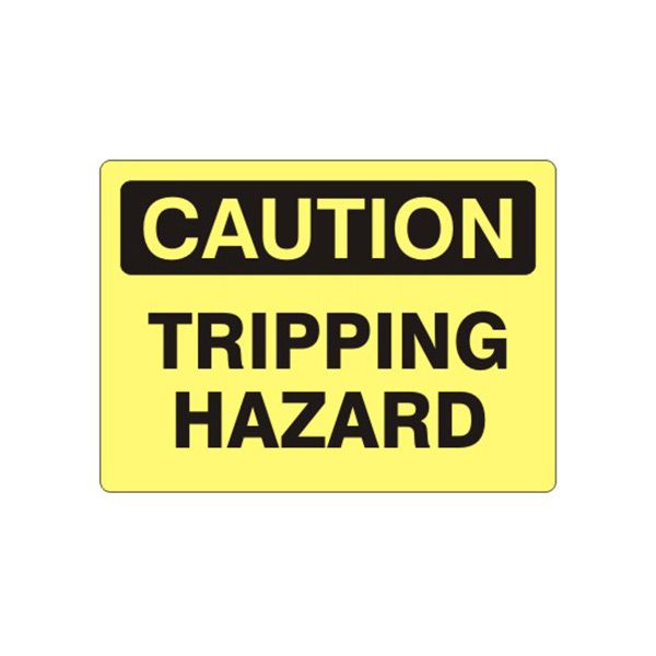 Caution: Tripping Hazard sign, Plastic (.040), 10X14