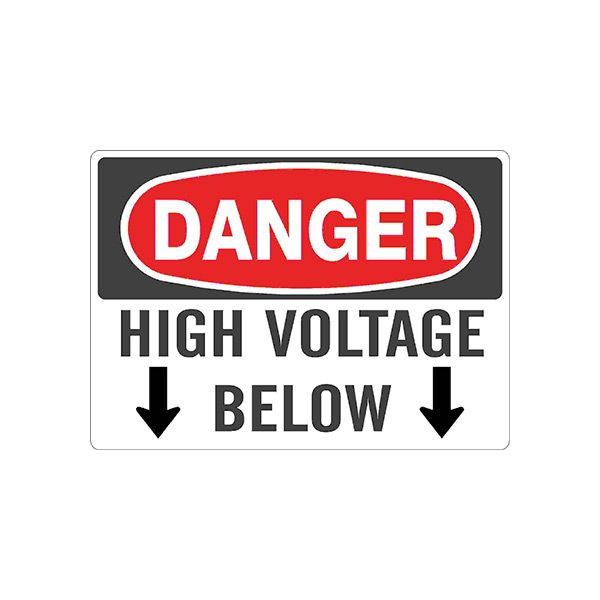 High Voltage Below Down Arrows, Plastic (.040), 10X14