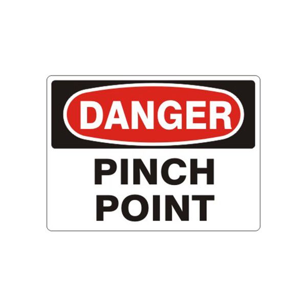 Danger: Pinch Point sign, Adhesive Vinyl, 7X10