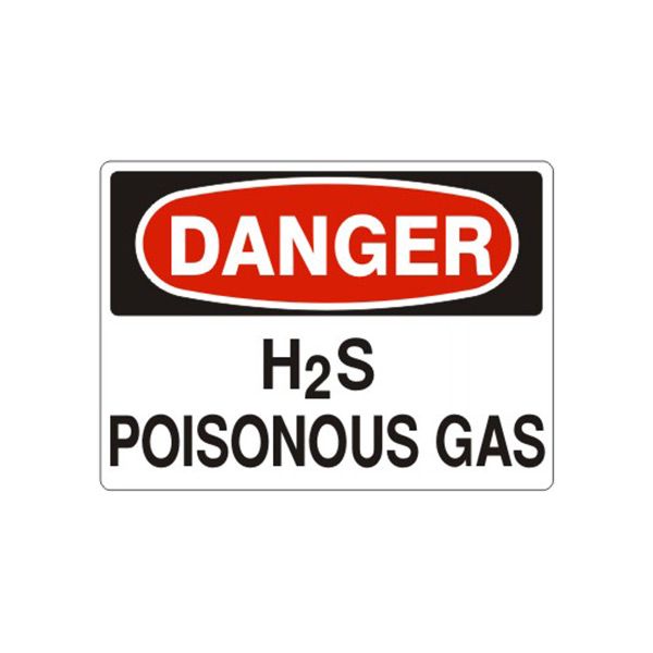 Danger: H2S Poisonous Gas sign, Adhesive Vinyl, 14X20