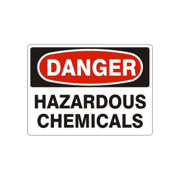 Danger Hazardous Chemicals sign, Aluminum (.040), 14X20