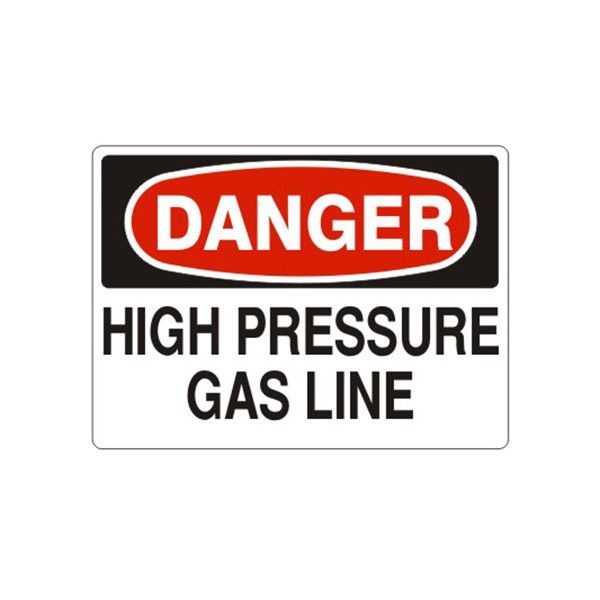 Danger High Pressure Gas Line sign, Aluminum (.040), 7X10