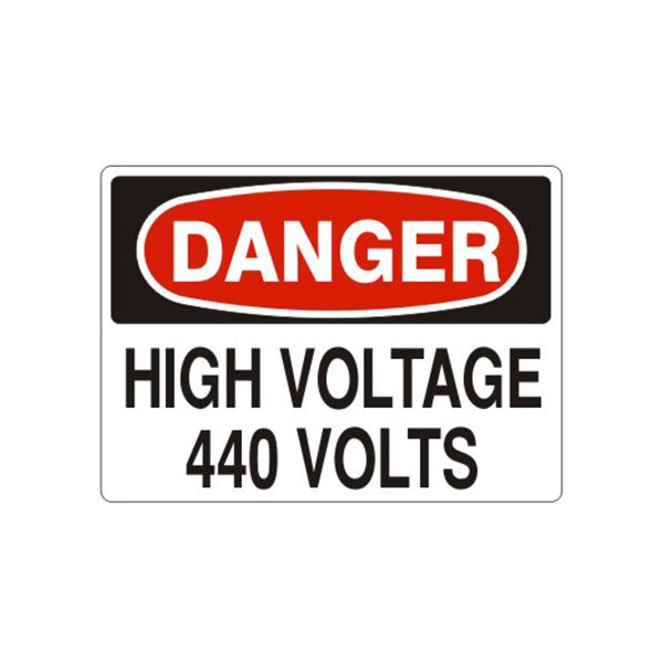 Danger High Voltage 440 Volts sign, Aluminum (.040), 7X10