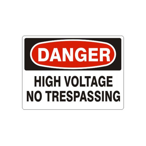 Danger: High Voltage No Trespassing, Plastic (.040), 7X10