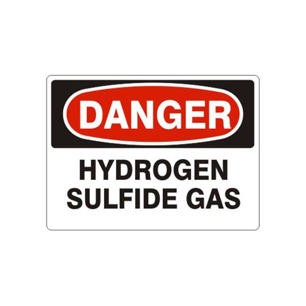 Danger: Hydrogen Sulfide Gas sign, Adhesive Vinyl, 10X14