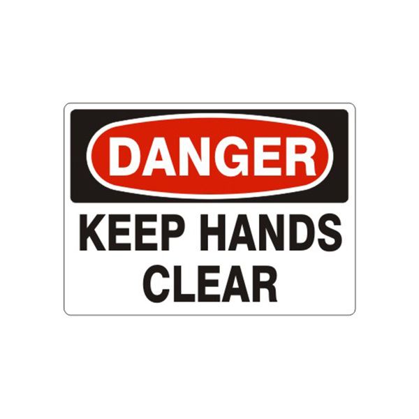 Danger Keep Hands Clear sign, Aluminum (.040), 14X20