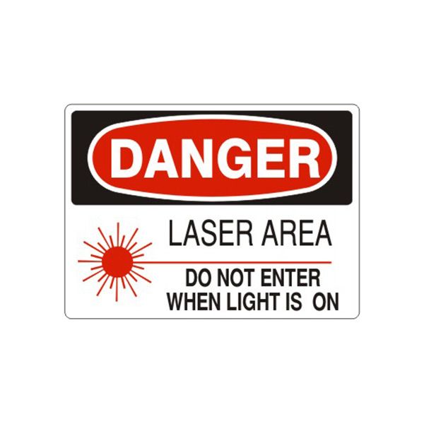 Danger: Laser Area Do Not Enter When Light Is On  W sign, Adhesive Vinyl, 10X14