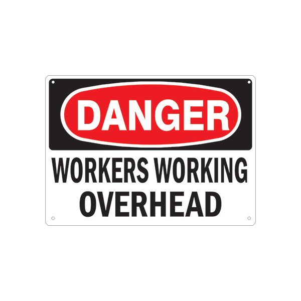 Danger: Workers Working Overhead sign, Adhesive Vinyl, 10X14
