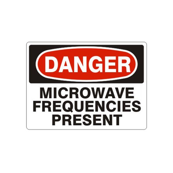 Danger: Microwave Frequencies Present, Plastic (.040), 14X20