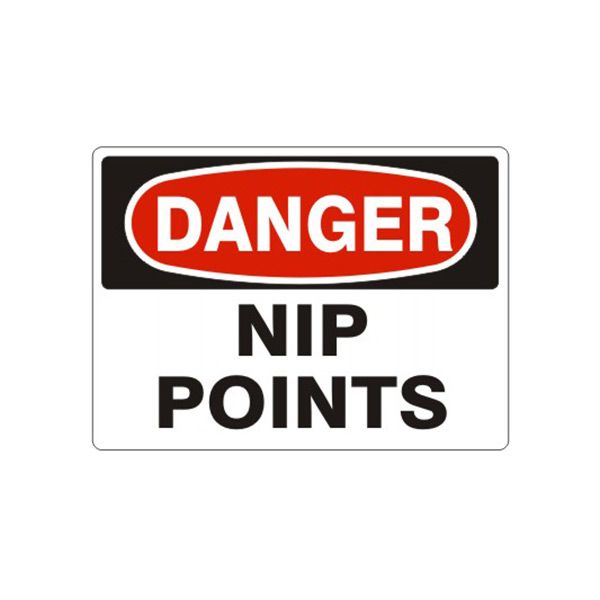 Danger Nip Points sign, Aluminum (.040), 14X20