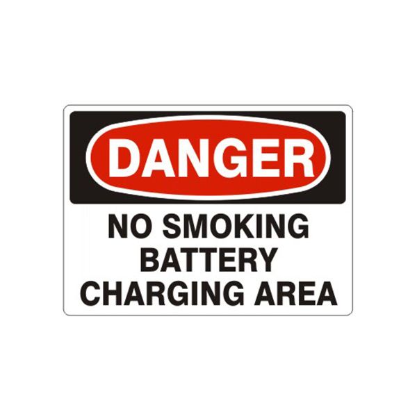 Danger: No Smoking  Battery Charging Area, Plastic (.040), 7X10