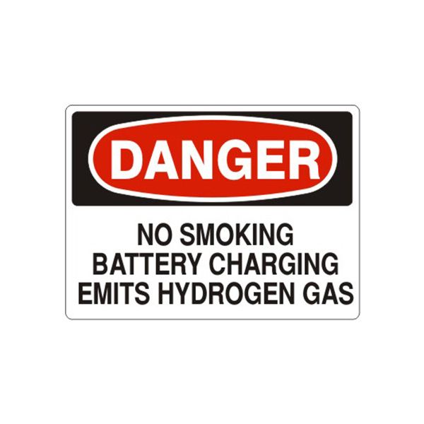 Danger: No Smoking Battery Charging Emits Hydrogen Gas, Plastic (.040), 7X10