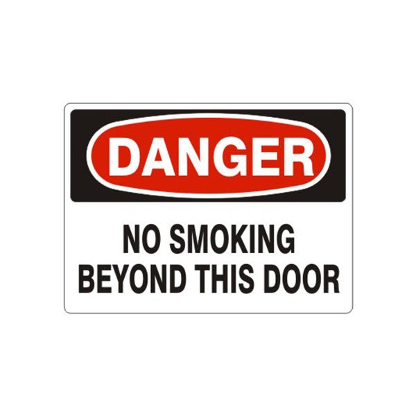 Danger No Smoking Beyond This Door sign, Aluminum (.040), 7X10