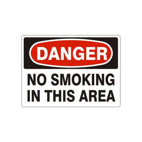 Danger No Smoking In This Area sign, Aluminum (.040), 10X14