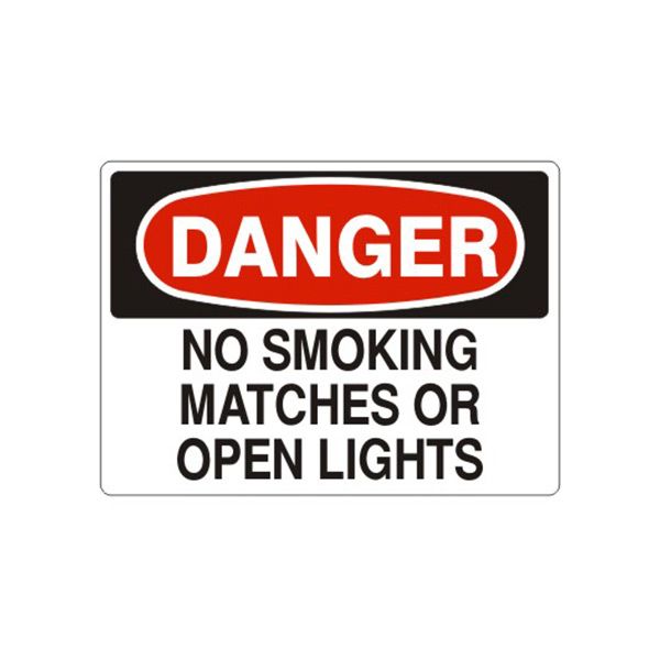 Danger No Smoking  Matches Or Open Lights sign, Aluminum (.040), 7X10
