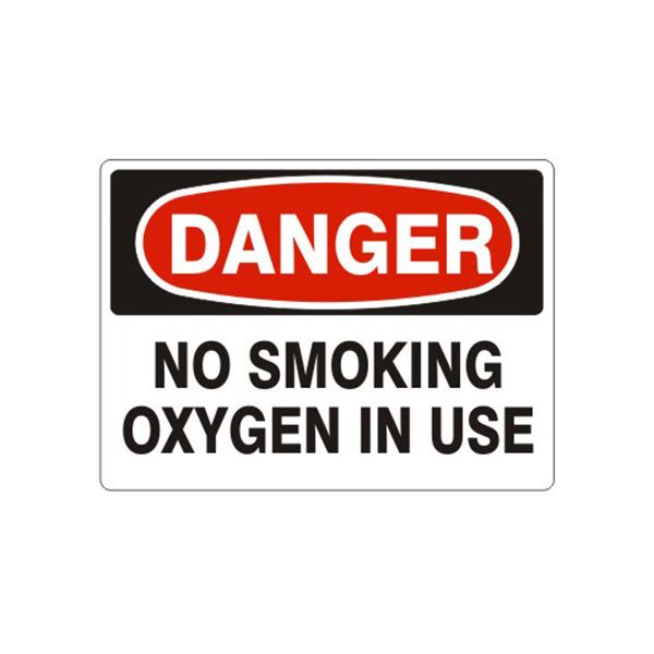 Danger No Smoking Oxygen In Use sign, Aluminum (.040), 7X10