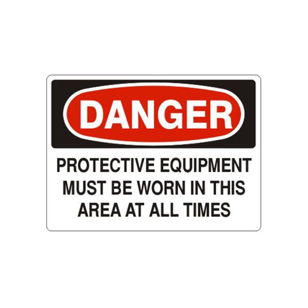 Danger Protective Equipment Must Be Worn In This Area At All sign, Aluminum (.040), 14X20