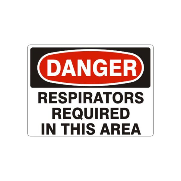 Danger Respirators Required In This Area sign, Aluminum (.040), 7X10