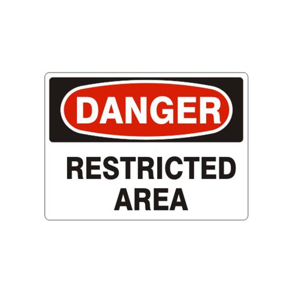 Danger Restricted Area sign, Aluminum (.040), 7X10