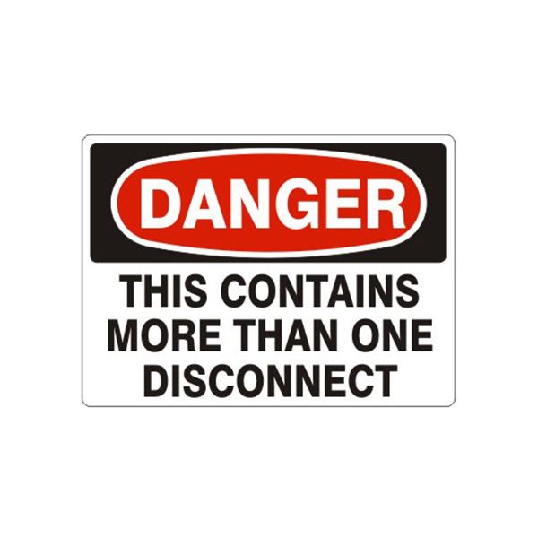 Danger: This Contains More Than One Disconnect sign, Adhesive Vinyl, 14X20
