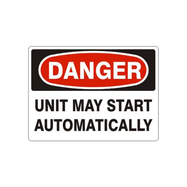 Danger: Unit May Start Automatically, Plastic (.040), 14X20