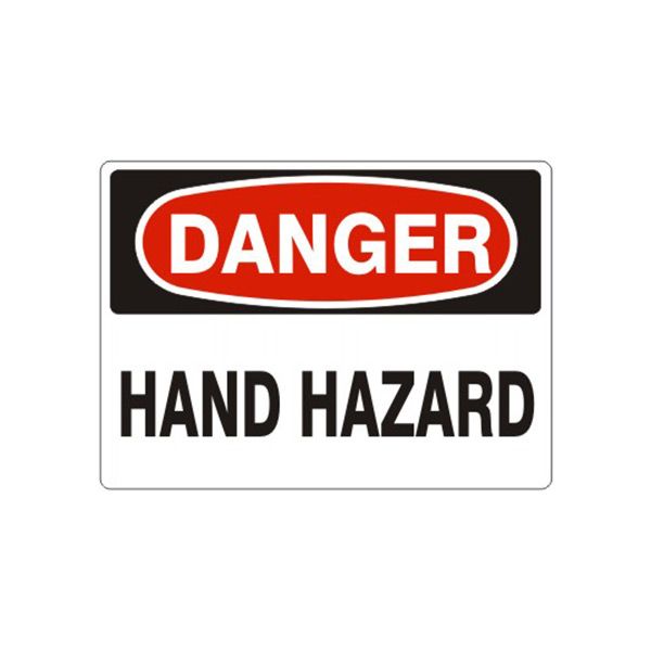 Danger: Hand Hazard sign, Adhesive Vinyl, 10X14