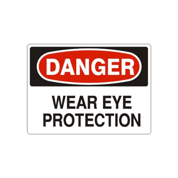 Danger: Wear Eye Protection sign, Adhesive Vinyl, 14X20