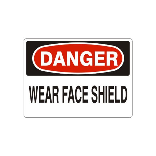 Danger: Wear Face Shield sign, Adhesive Vinyl, 7X10
