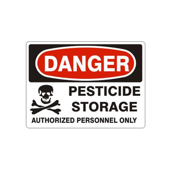 Danger: Pesticide Storage Authorized Personnel Only Poison Picto, Plastic (.040), 14X20