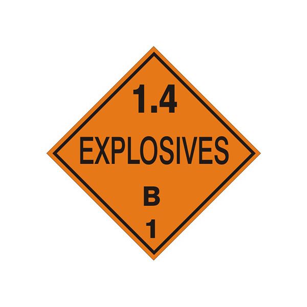 1.4 Explosives B - Class 1 Dot Placard, Cardstock, 10.75