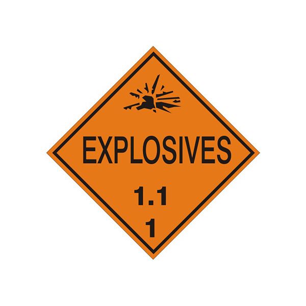 Explosives 1.1 - Class 1 Dot Placard, Cardstock, 10.75