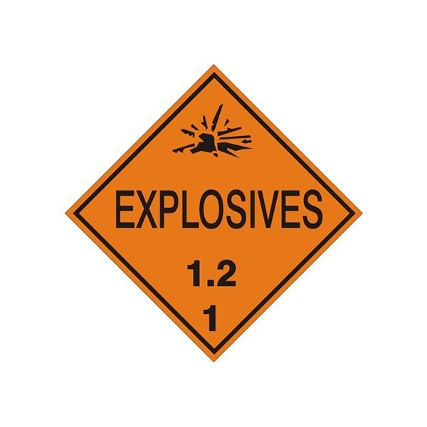 Explosives 1.2 - Class 1 Dot Placard, Cardstock, 10.75