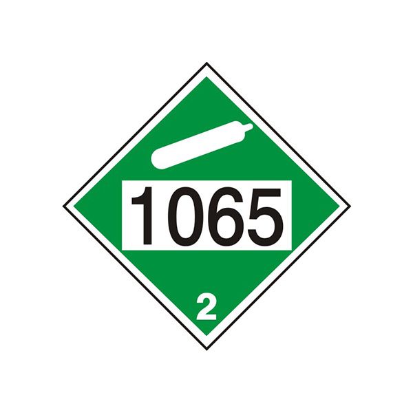 DOT Placard: 1065 Neon Compressed Non-Flammable Gas  Hazard - Class 2 Dot Placard sign, Adhesive Vinyl, 10.75