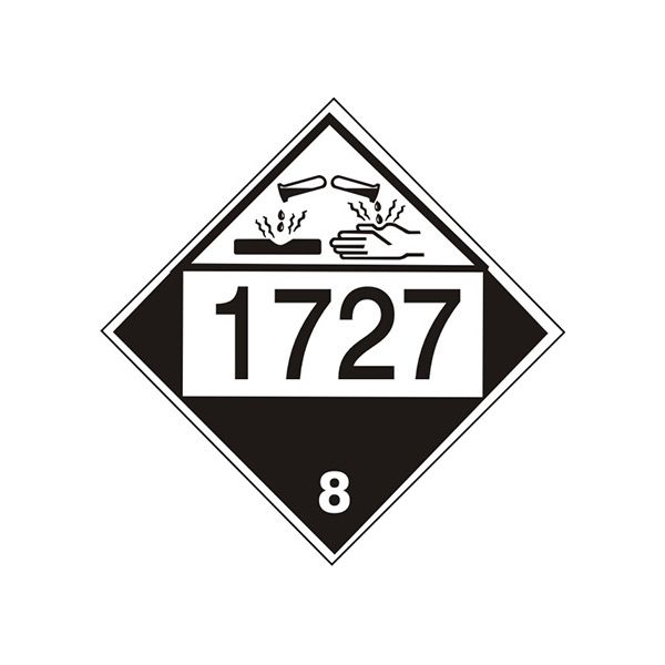 1727 Ammonium Hydrogen Fluoride - Class 8 Placard, Rigid Vinyl, 10.75