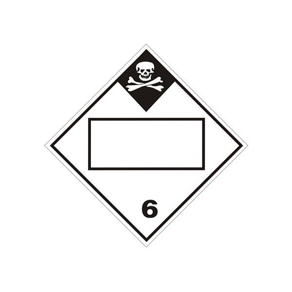 DOT Placard: Poison Picto Diamond Blank - Class 6 Placard sign, Adhesive Vinyl, 10.75