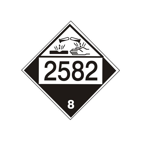 2582 Ferric Chloride Solution  - Class 8 Placard, Magnetic, 10.75
