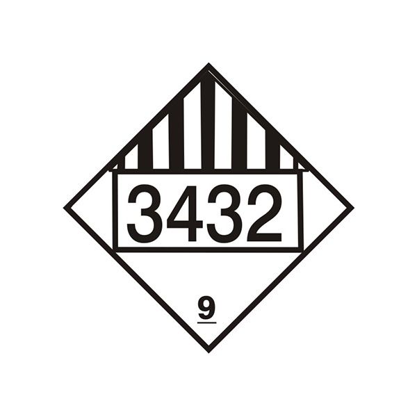 DOT Placard: 3432 Polychlorinated Biphenyls - Class 9 Placard sign, Adhesive Vinyl, 10.75